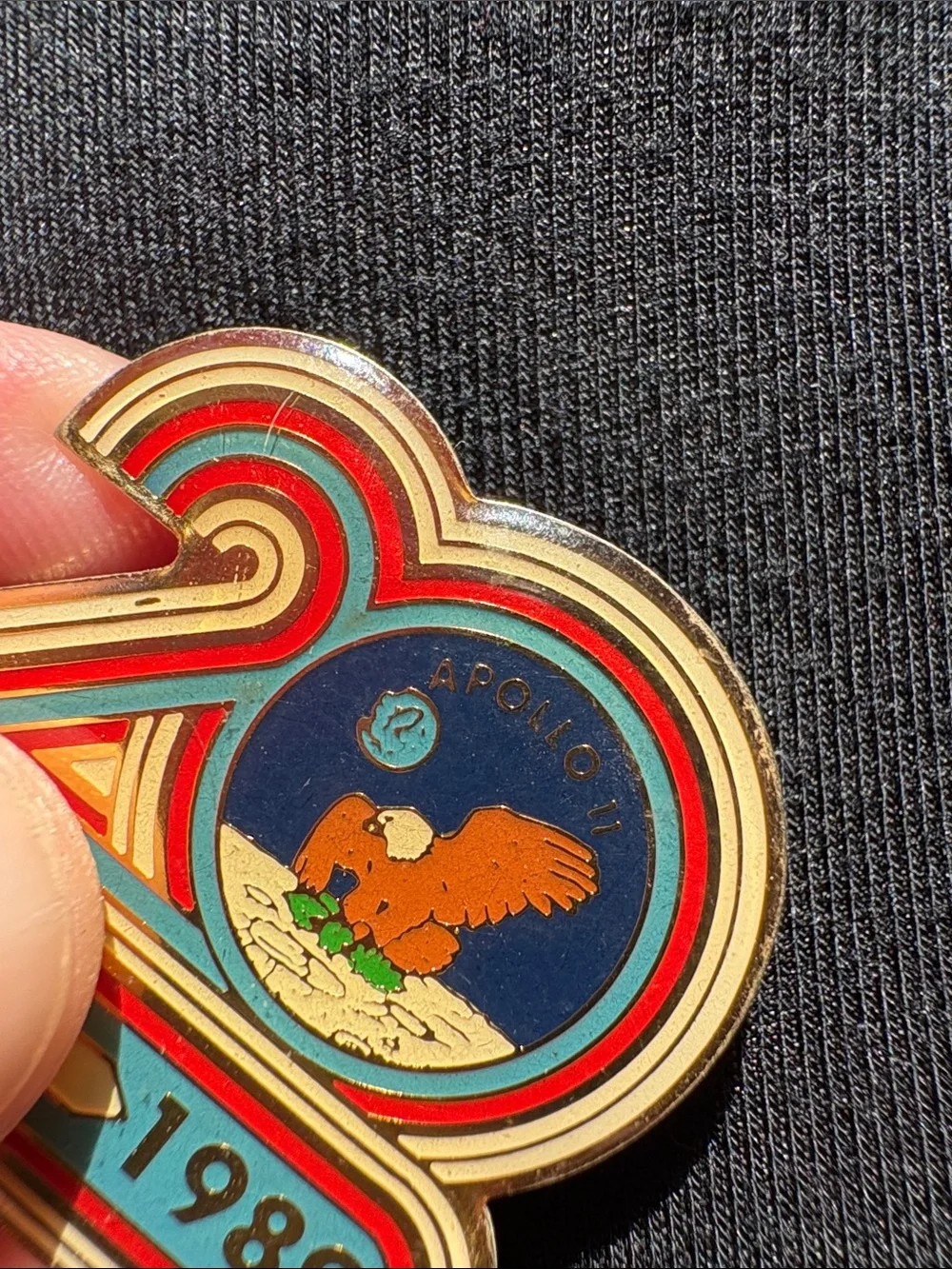 Apollo 11 20th Anniversary Enamel Pin - Blue, Red, Gold
